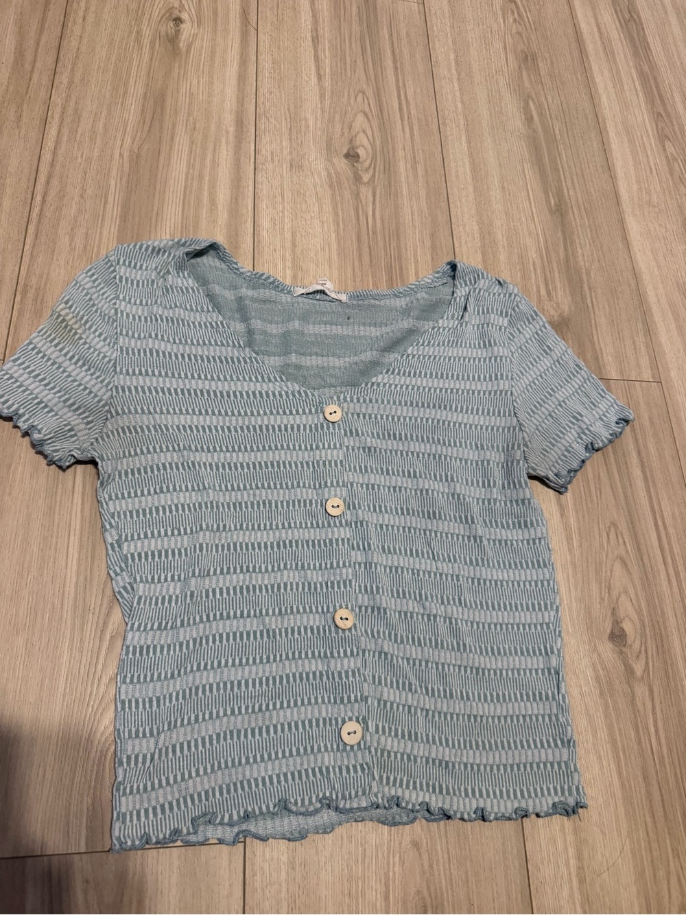 Caution To The Wind Short Sleeve Button Front Top